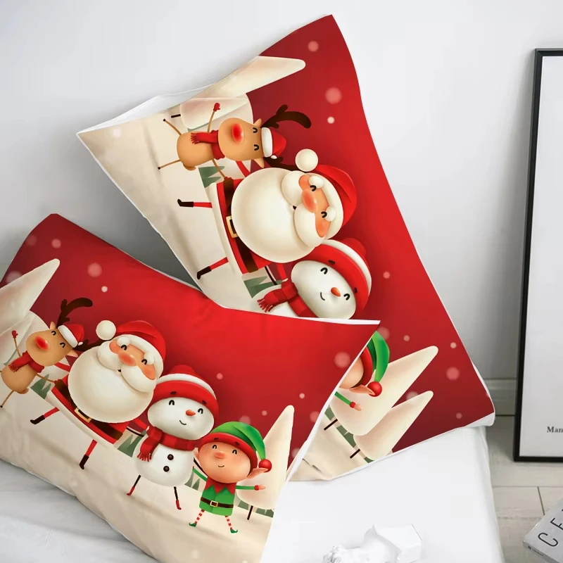 3D HD Custom Pillow Case Pillowcase 50x70 50x75 50x80 Decorative Cartoon Pillow Cover Christmas Santa Claus Red Bedding