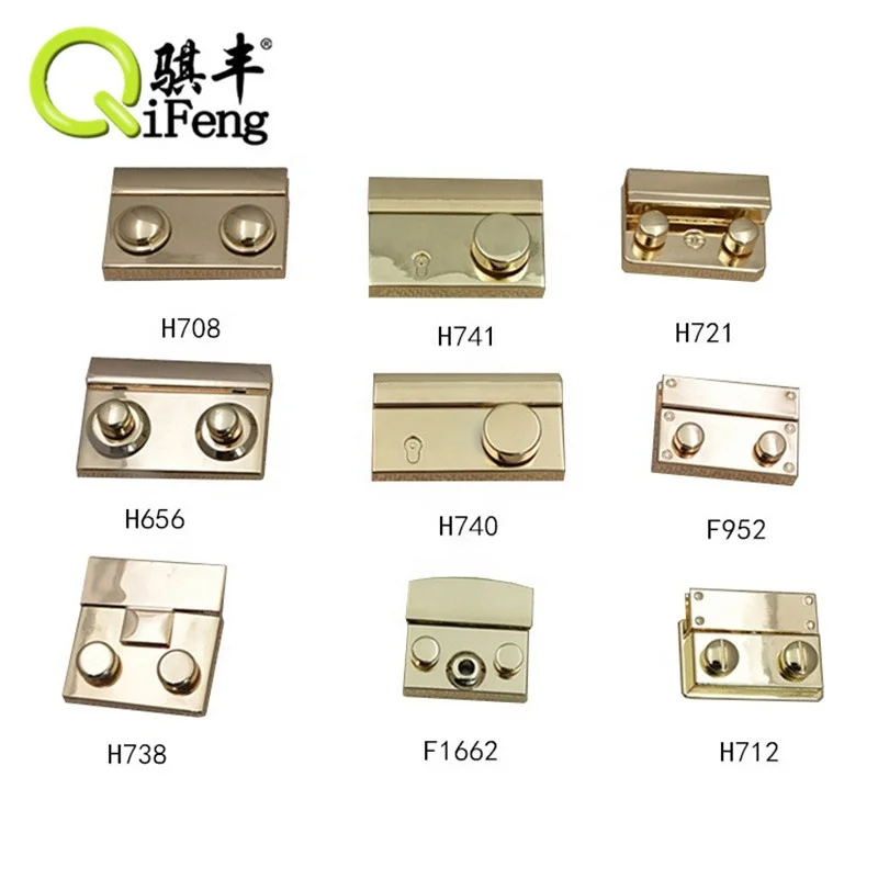 fashion handbag hardware metal bag lock in bag parts and accessory Press Lock Accessories Alloy Handbag Push Lock for bag
