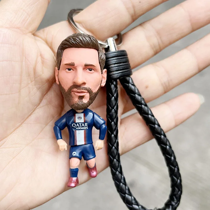 Factory Wholesale Hot doll key chains Miami Messi Riyadh C-Rhonal Mbappe 3D soccer star key chains