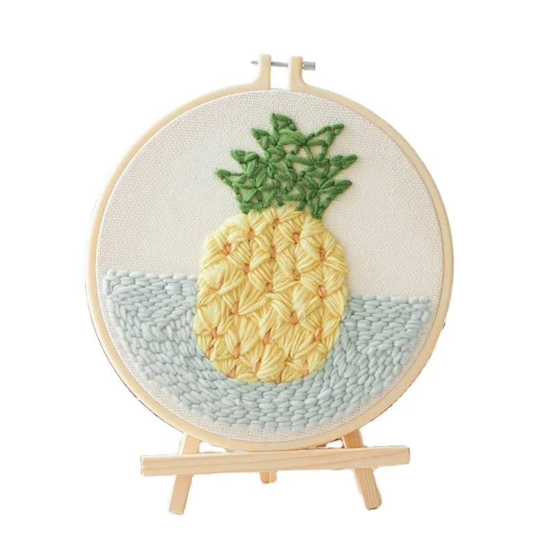 
ins wool drawing stamp embroidery diy punch needle knit material creative fruits birthday gifts 