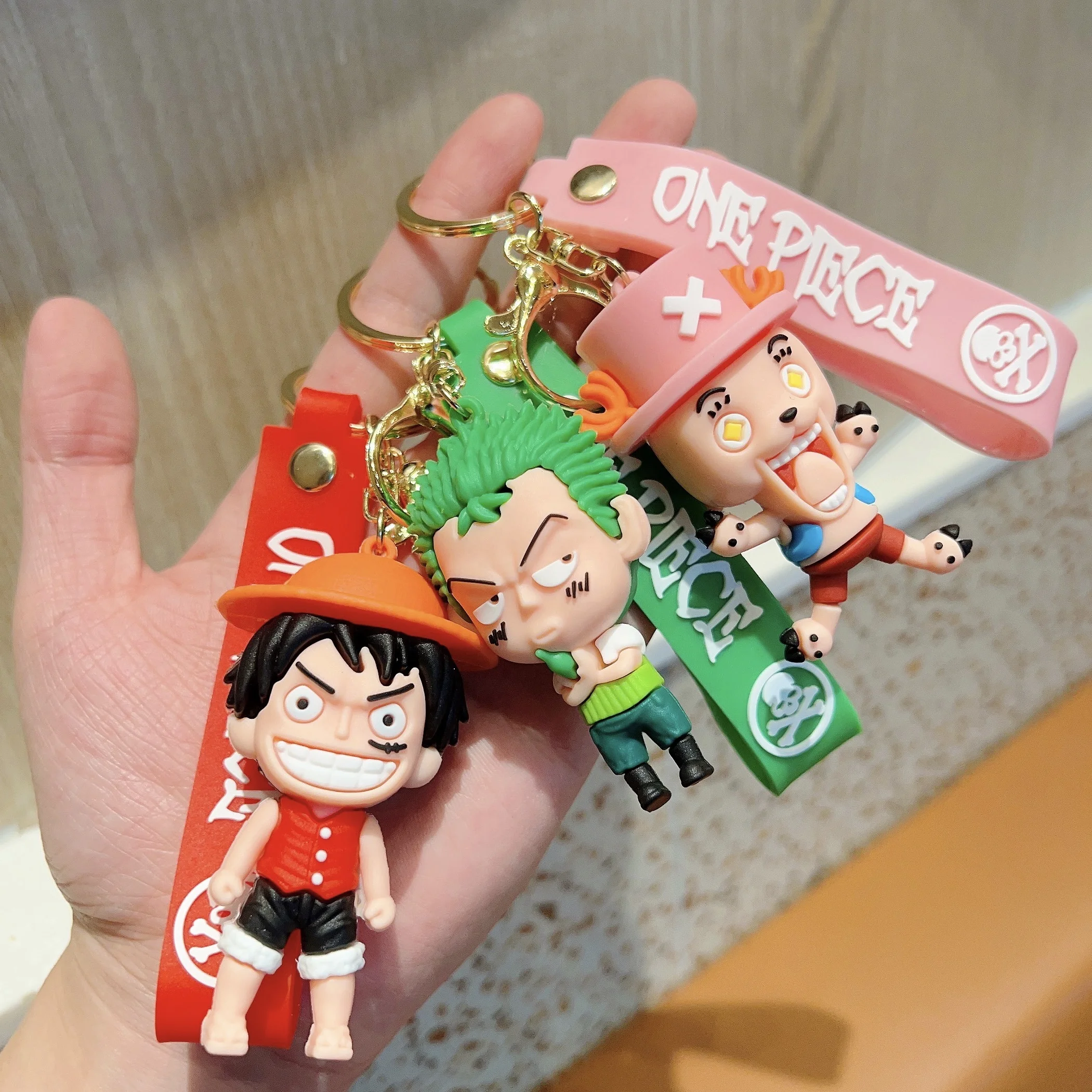 Popular Cartoon Luffy 3D Character Keychain One Piece Anime Fans Gift Zoro Car Keyring bag Pendant One Piece key chain