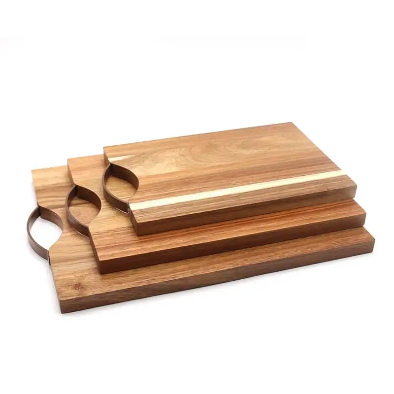 Hot sale acacia wood cutting boards wholesale wooden chopping board set with handle