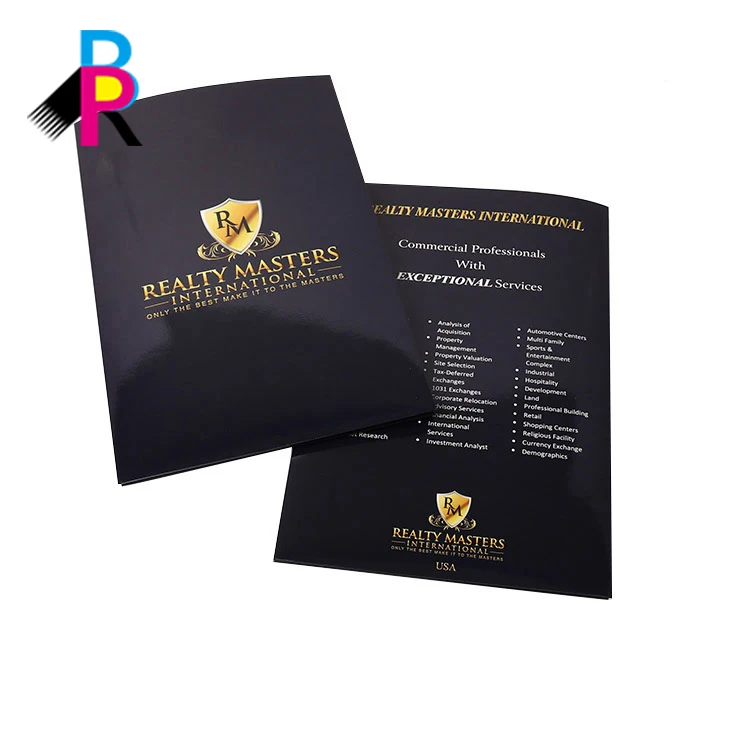 
Customized Logo Printing Black Good Quality Commercial Leaflet Presentation Folder 