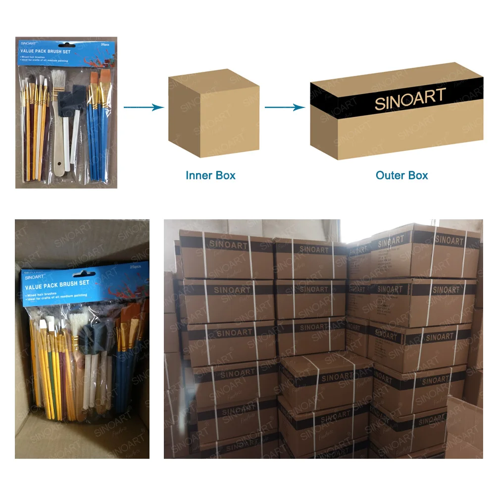 SINOART IN STOCK 25 brushes painting set cost-effective art brush set for artist materials