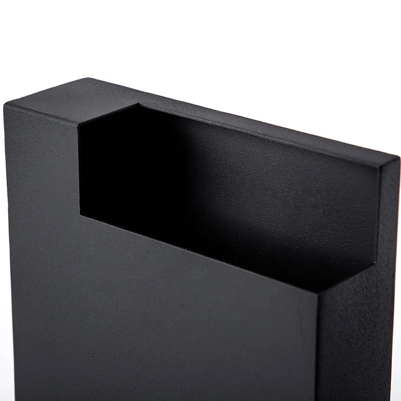 Modern Art Table Desktop House Decorative Geometric Rectangle Matte Metal Black Vase for Other Home Decor