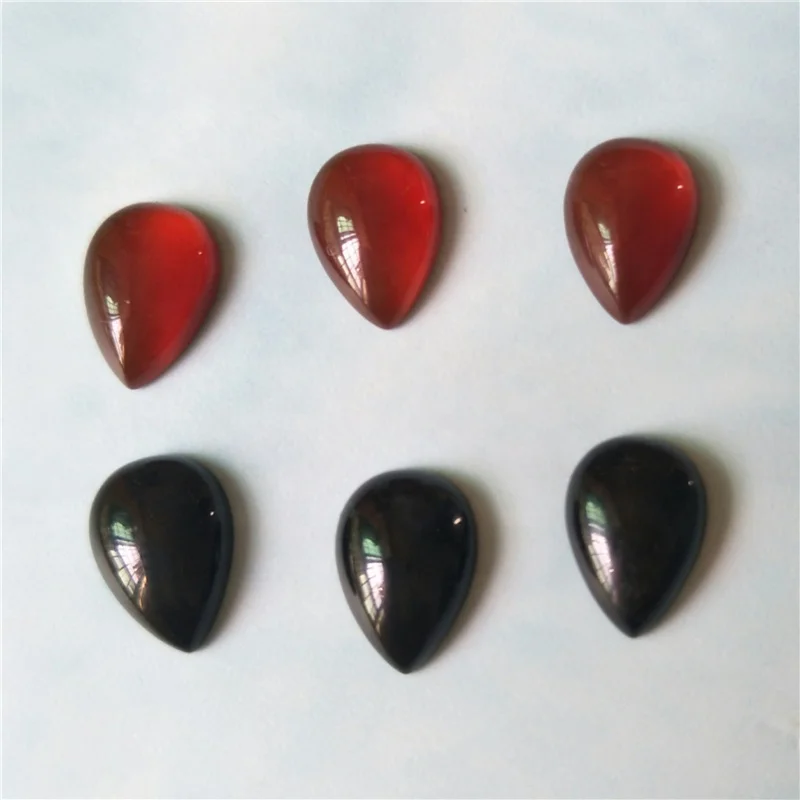 Wholesale Black Red Natural Agate Pear Cut Drop Cabochon Gemstone Jewelry Accessories