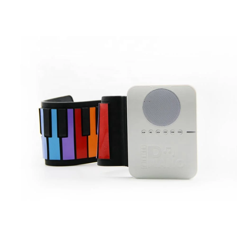 Travel Foldable 37 Keys Flexible Built-in Speakers Educational Piano Digital Keyboard Piano Multi-function Rainbow Color Piano