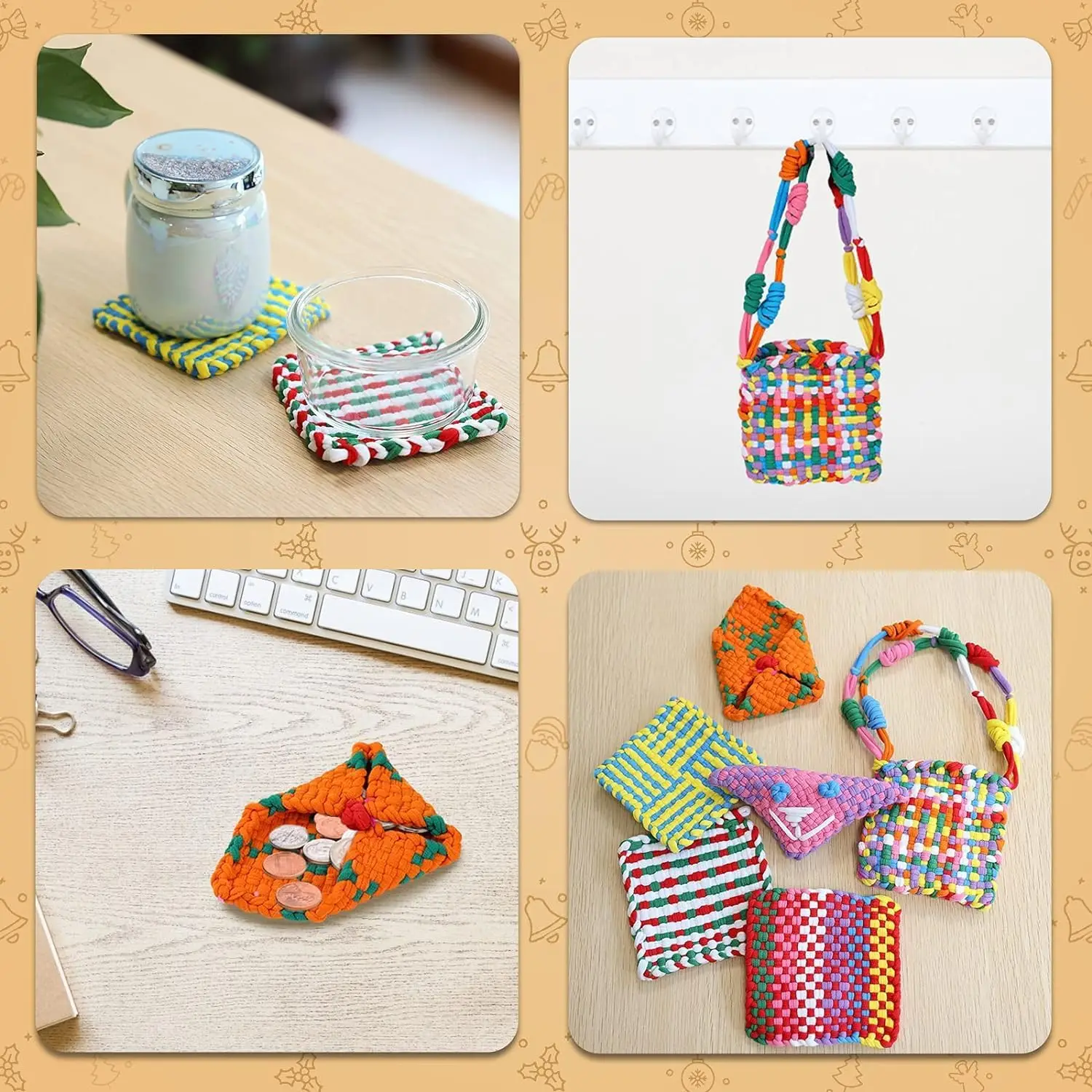 Colorful Weaving Loom Loops Potholder Multi-Colored Loops Elastic Weaving Loops  for Kids Adults DIY