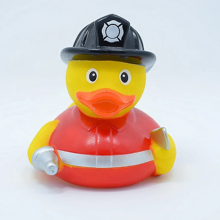 Wholesale Promotional Custom Soft PVC Bath Duck Squeeze Floating Plastic Fireman Rubber Duck