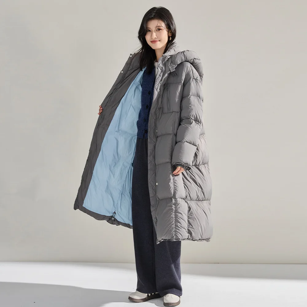 24 Winter New 90 White Duck Loose Long Down Thick Warm Korean Style Quilted Jacket
