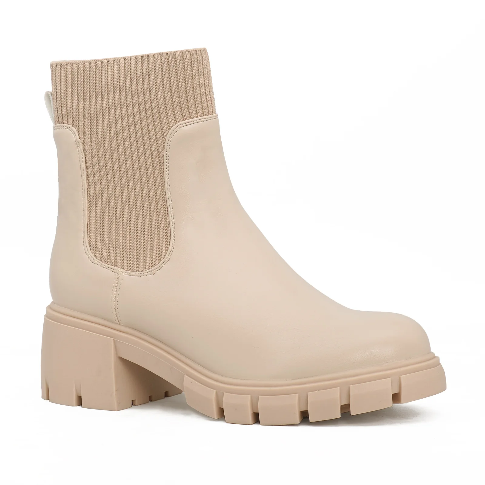 Wholesale custom women boot western round toe flat heel ankle ladies autumn winter chelsea boots