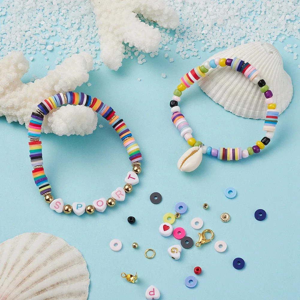 New Creative Acrylic Handmade Polymer Clay Beads 12 colors Fashion Made DIY Jewelry Accessories Soft Clay Bracelets Set for girl