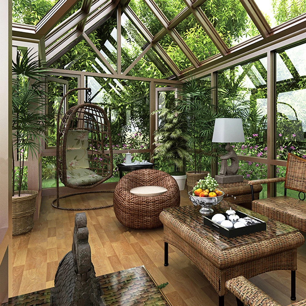 Customized villa aluminum alloy sunroom balcony transparent terrace window soundproof rooftop glass room sunroom