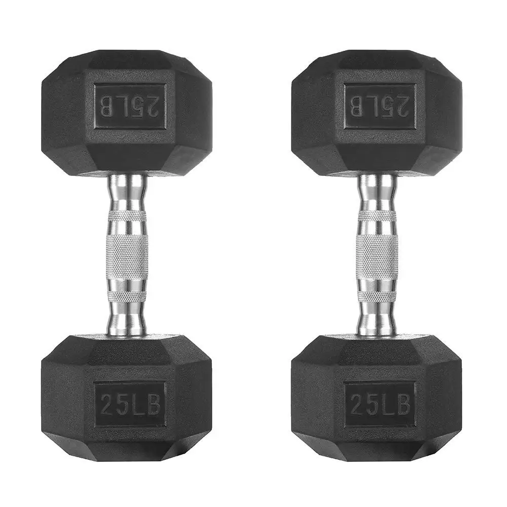 Bodybuilding Fitness 2.5-30KG Rubber Dumbles Hex Dumbbells