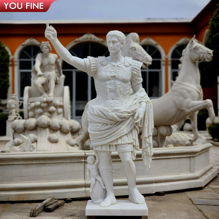 Garden White Marble Statue Caesar Sculpture for Outdoor Decor