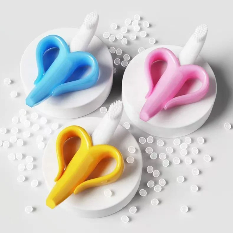 New Design Banana Shaped Silicone Baby Teeth Chew Toy Soothing Teeth During Teething Period Baby Teether