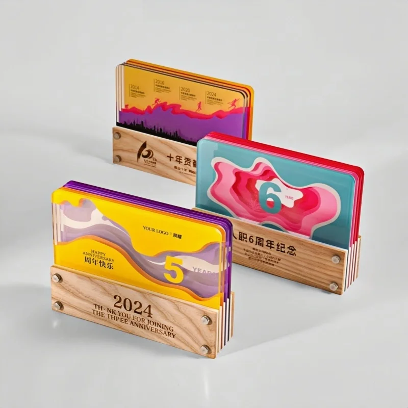 Wooden Acrylic Trophy Award Personalized Crafts Souvenir Bespoke Design Wood Craft Diy Modern Plaque for Home Decoration