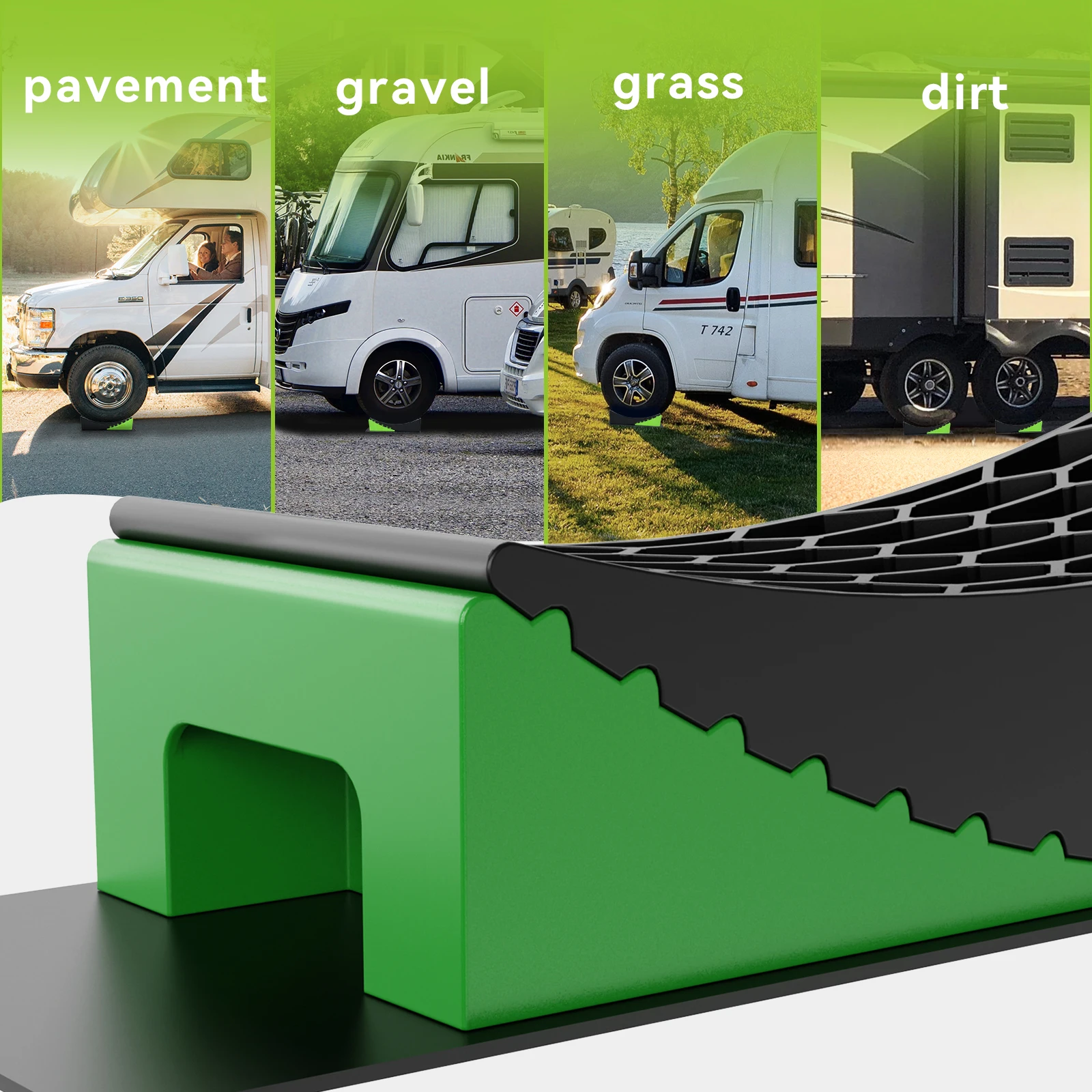 Camper Leveler 2 Packs, New Version RV Leveling Blocks Ramps Kit for Travel Trailer, Up to 35,000 lbs, Non-Slip Design