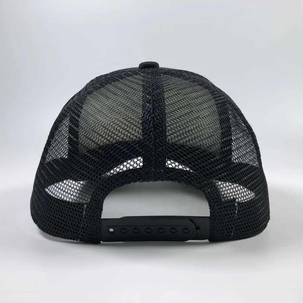 OEM unisex adult high quality 5 panel structure black hip pop rocket mesh sports baseball cap summer custom foam trucker hat