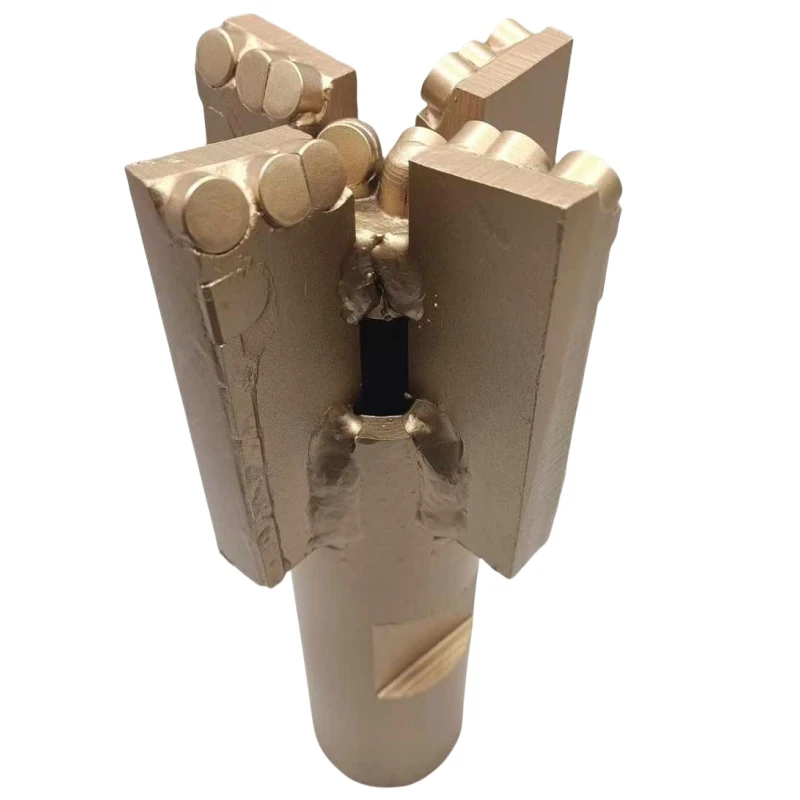 Long shank internal thread four wing reinforced receiver scraper bit