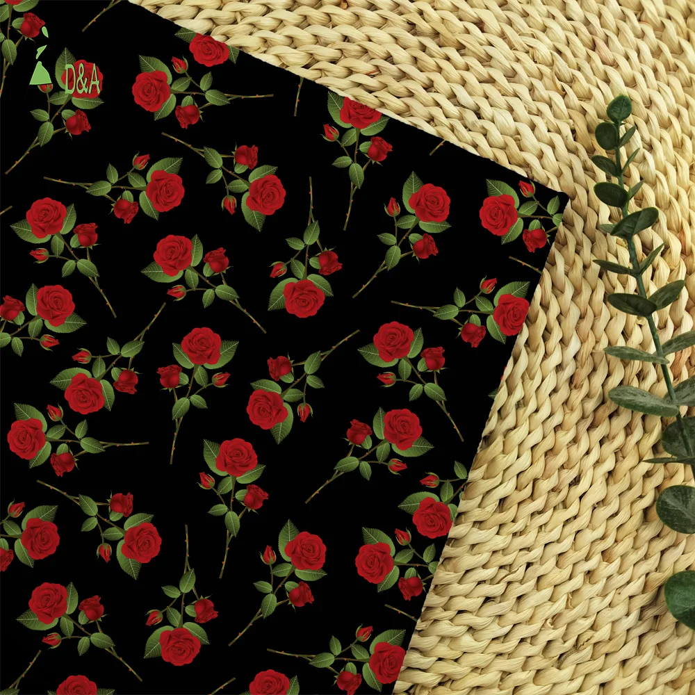 Colorful Small Roses Floral Printed Cotton Fabric Light Woven 100% Cotton Fabric And Textile For Garment