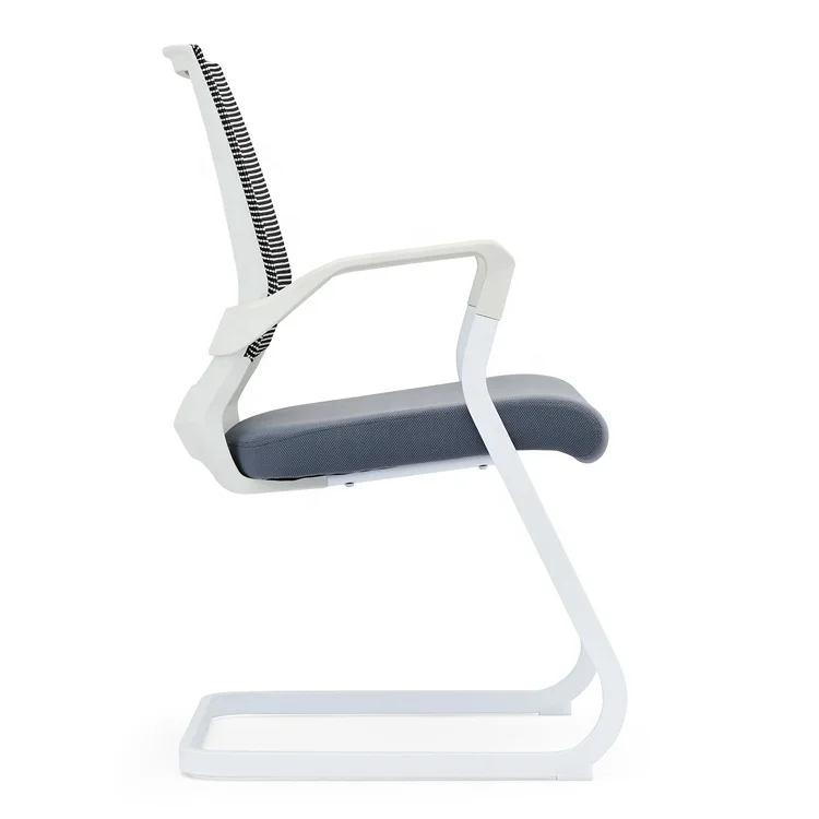 Белый стул для встреч, сетчатый стул для посетителей, средняя спинка с креплением для саней