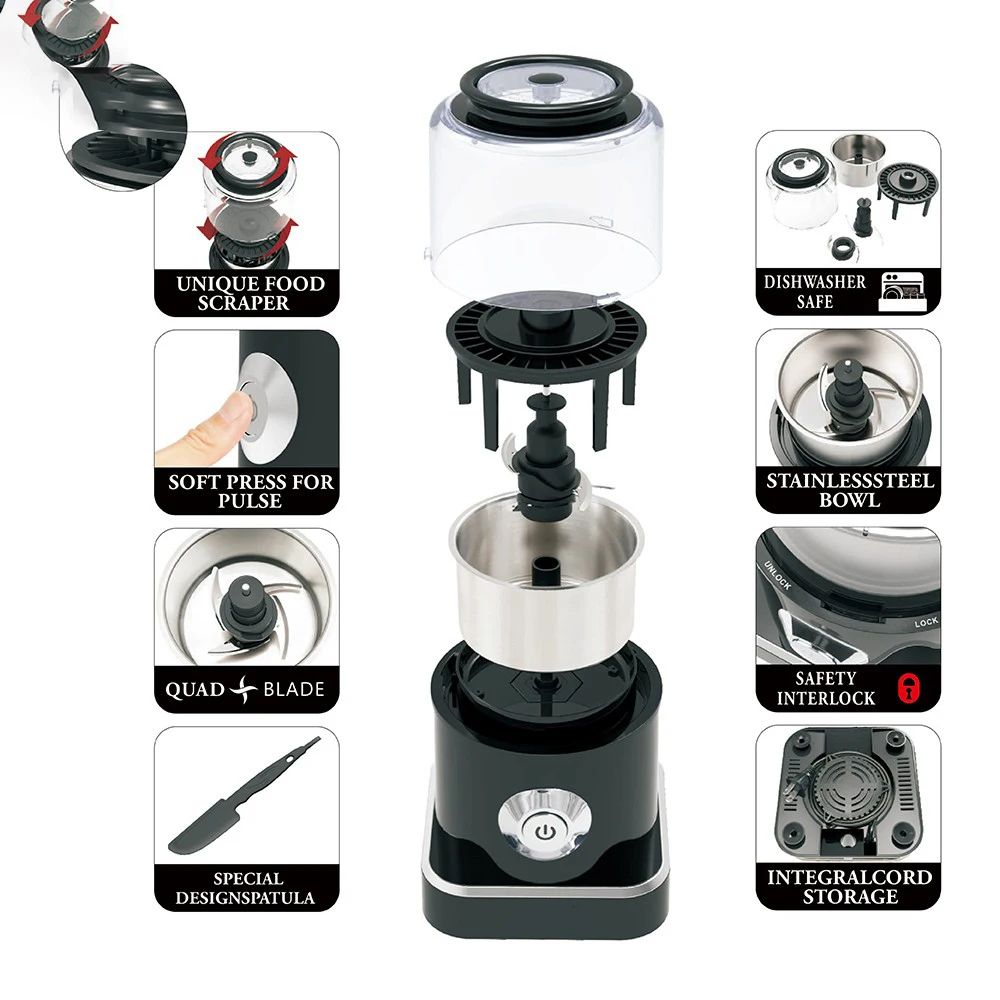 Health electric Chopper 500W power high speed food processor meat mincer blenders with low noise for home kitchen appliances