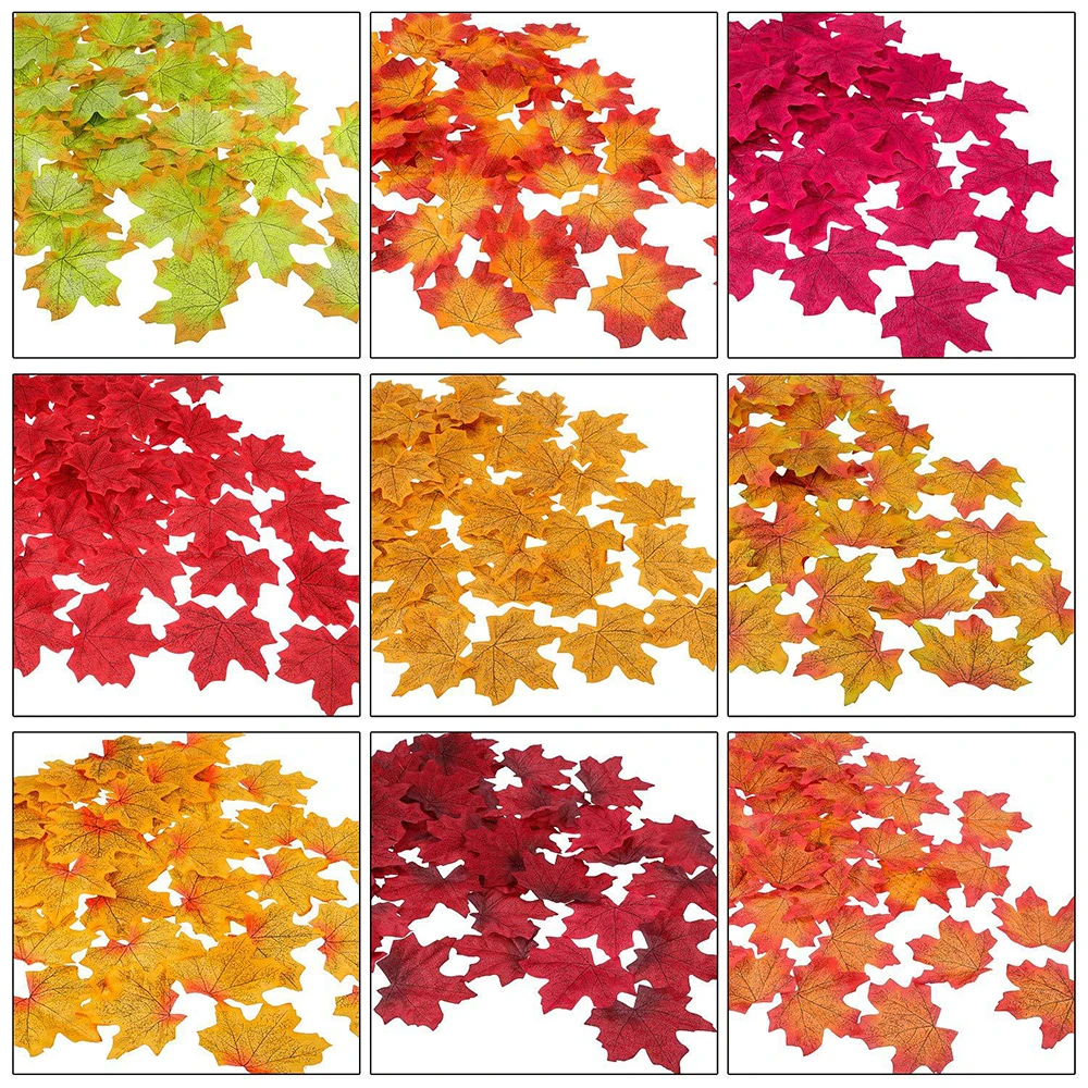 Maple Leaves Artificial Fall Leaves Assorted Mixed Faux Fall Color Maple Leaves Decoration Fake Maple Art for Craft, Wedding