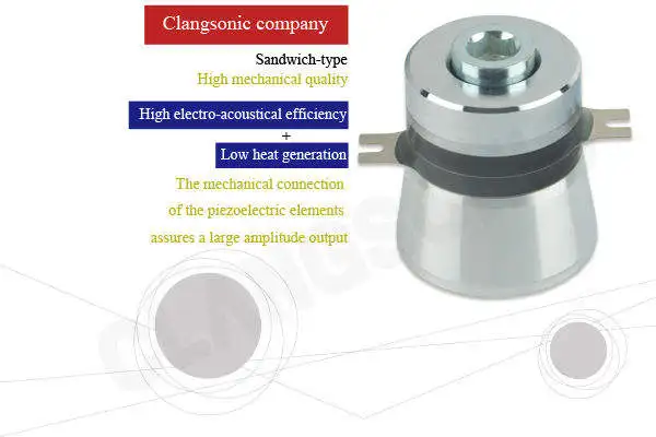 Clangsonic Ultrasonic Cleaning Machine Langevin Piezoelectric Transducer 60 Khz Ceramic Ultrasonic Transducer