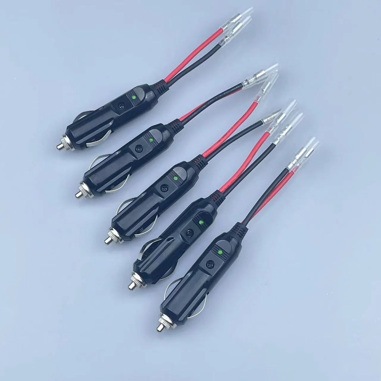 Customized 12 Volt Tail Wires Terminal Cable Adapter Extension cord 2pin red green led indicator Car Cigarette Lighter Male Plug