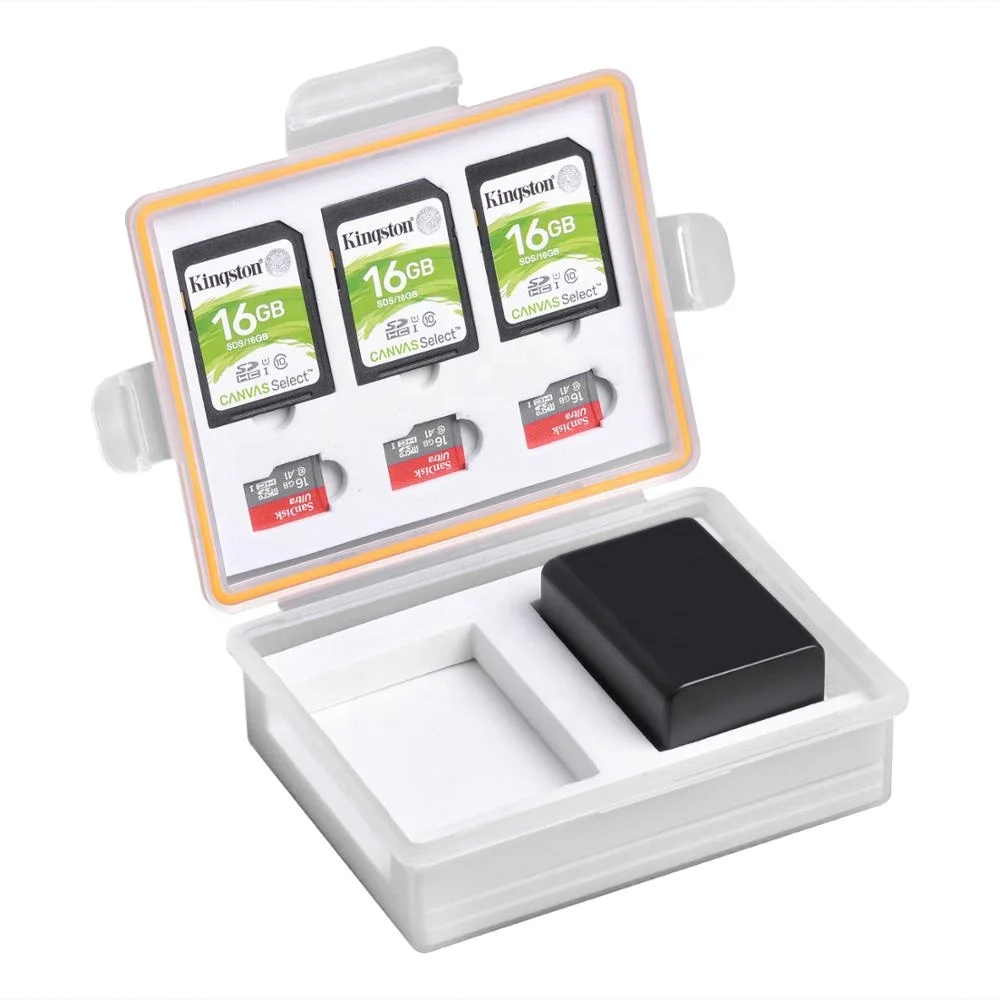 BATMAX Multi-Use Waterproof Battery Storage Box for Sony NP-FV50 NP-FW50 Nikon EN-EL23 Camera battery +3 SD Cards + 3 TF Cards