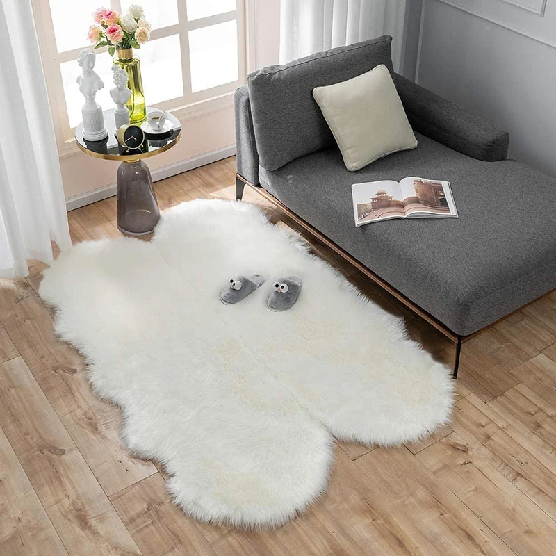 Faux Animal Fur Mat for Bedroom Living Room Modern Carpet Faux Fur Rug Sheepskin