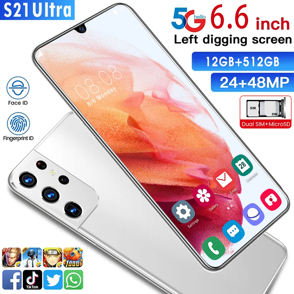 Smartphone 6.7inch S21 U 5g 12gb+512gb 5800mah Shopping Online Cell Phone Hd 1440x3200 24mp+48mp Android Mobile Phones
