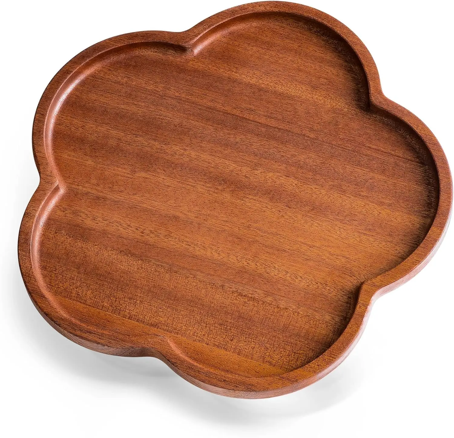 Flower Shaped Acacia Wood Food Tray Fruit and Cake Serving Plate Charcuterie Board Bread Dessert Tray for Home Decor