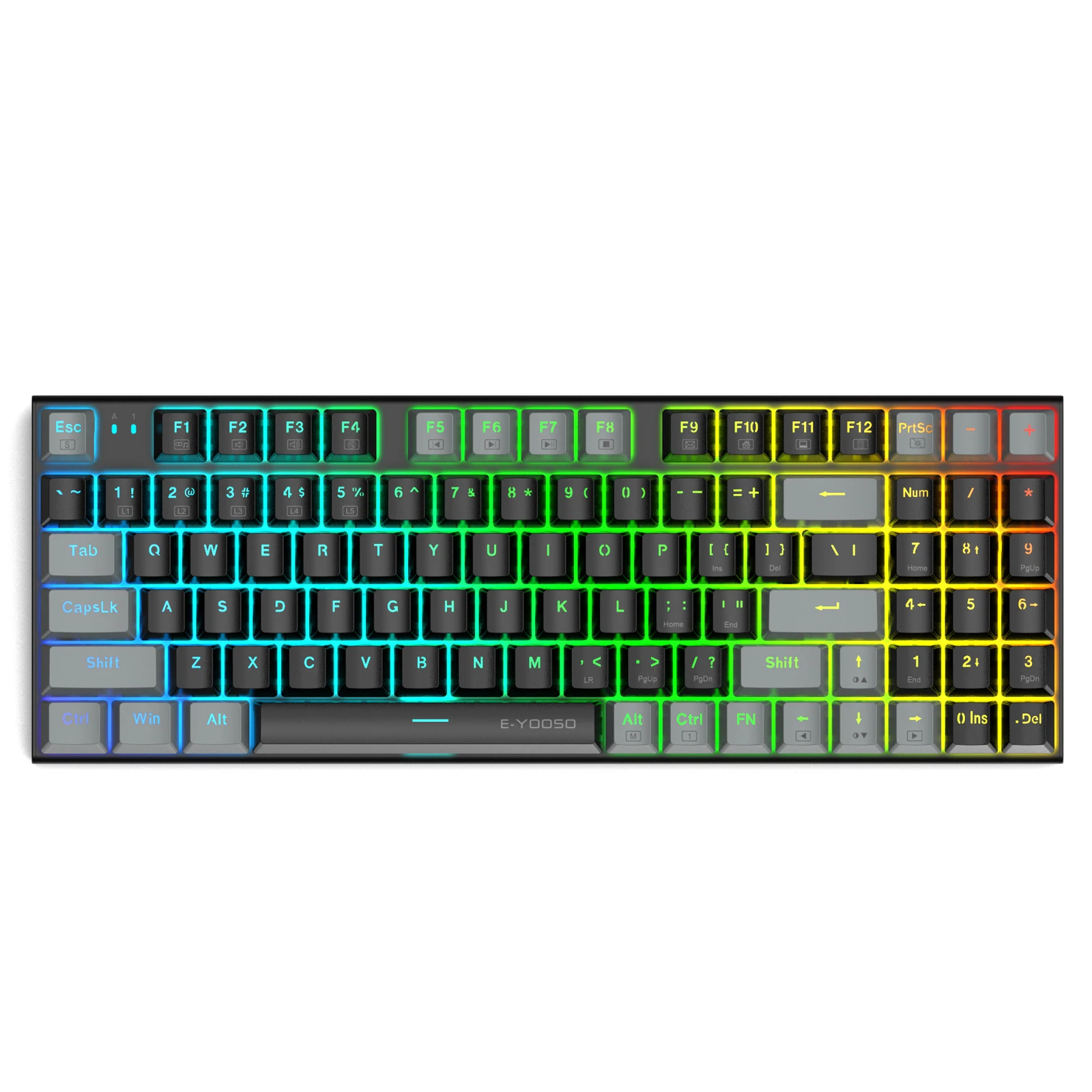 New layout 94keys  sound insulation upgrade keyboard  hot swap wired RGB backlight office gaming mechanical keyboard