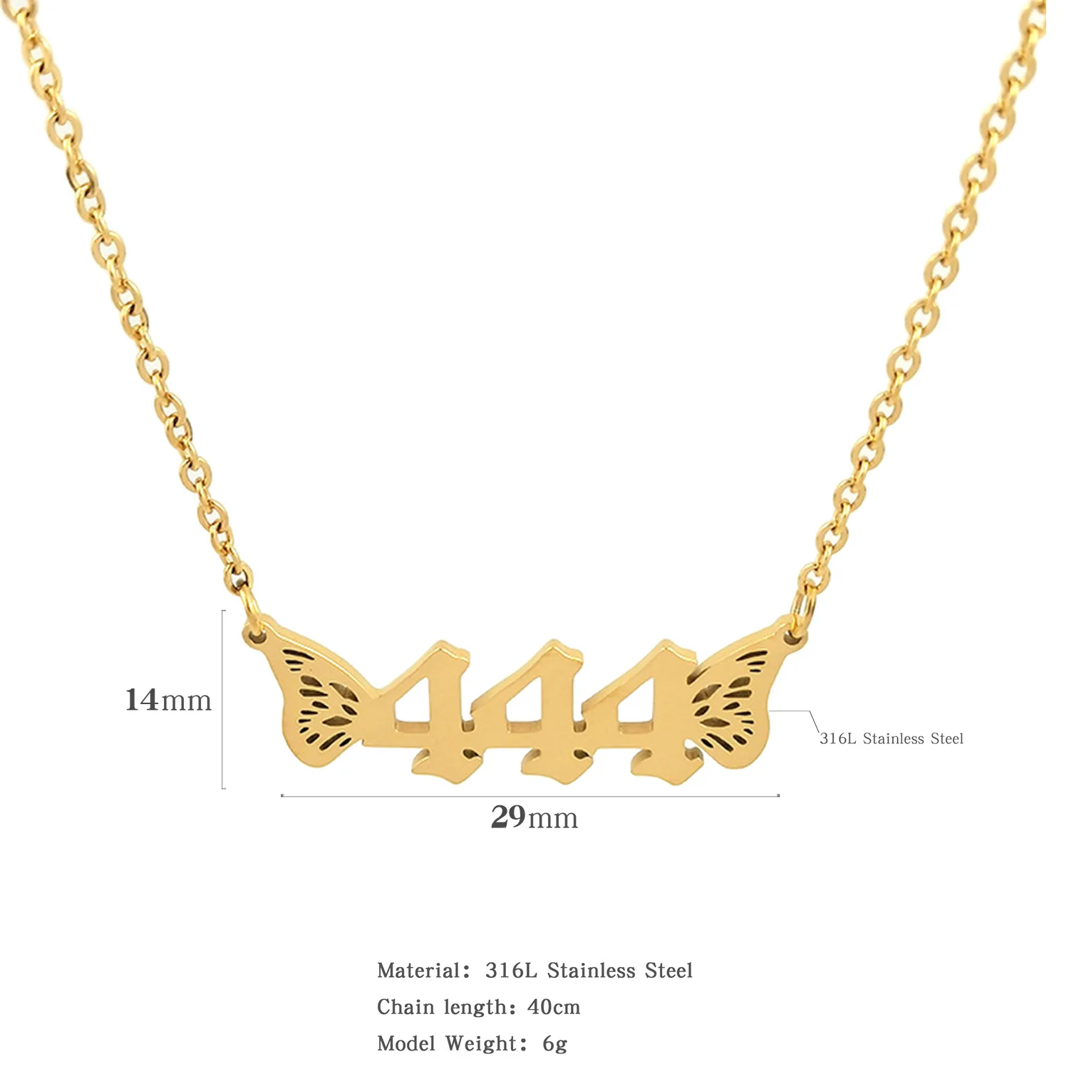 LC20240460 Wholesale gold plated stainless steel  111 222 333 444 555 666 777 dainty angel number necklace for men and women