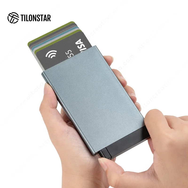 TILONSTAR Metal Wallet Credit Card Holder Business Card Case Aluminum Wallet Pop Up Card Holder