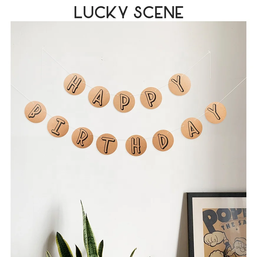 kraft DecorationColorful Flags Garland Birthday Hundred Days Decorated with Happy Birthday S01106