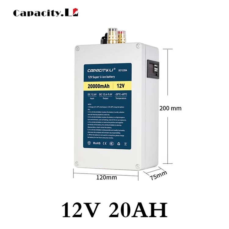 Литиевый аккумулятор емкостью 12 В 20 Ач 2usb 18650 перезаряжаемый внешний 10 аккумуляторы 21700 с bms и