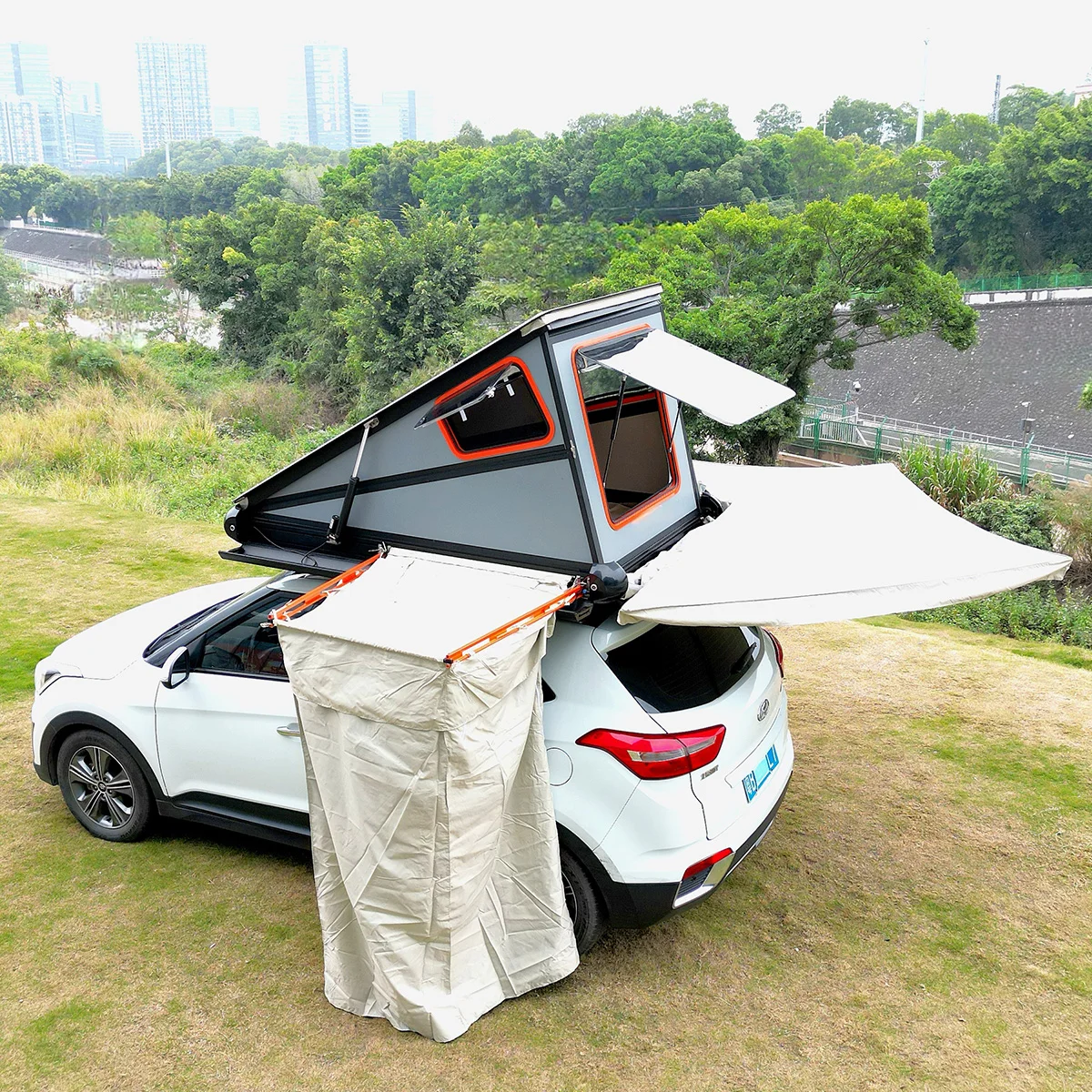 waterproof camping tent auto folding pop-up hard top roof tent with awning truck suv extension side tent sunshade shelters