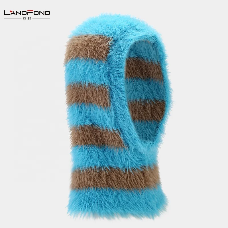 Landfond accessory Winter Fashion striped color pattern snood hat warm winter hat