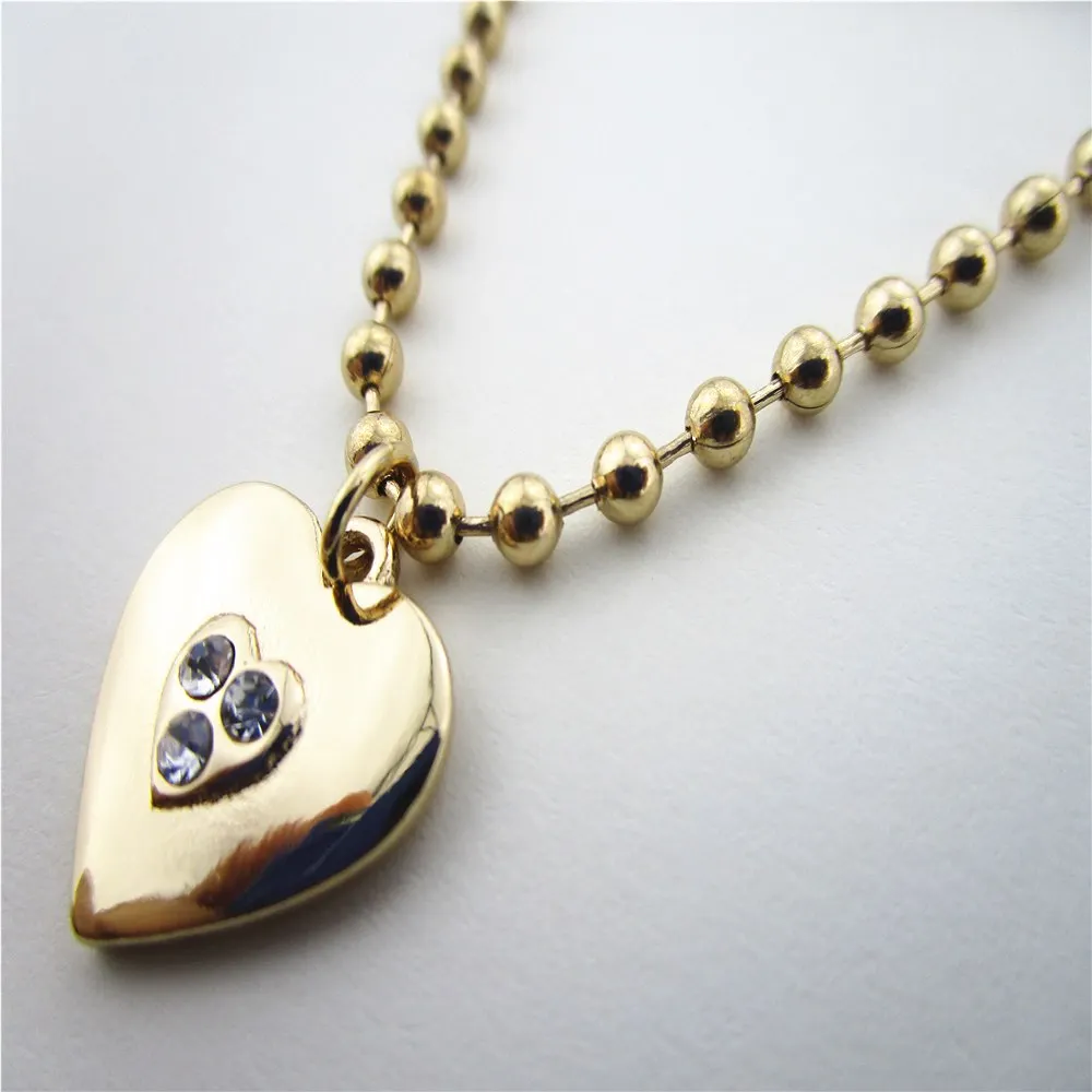 
costume jewelries necklace of ball chain with love pendant layer necklace 