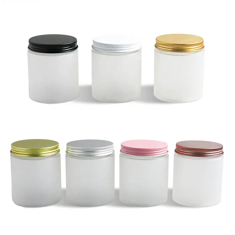 50ml 80ml 100ml 120ml 150ml 200ml 250ml Cosmetic Packaging clear matte container and Colorful lids  Plastic pet frosted Jar