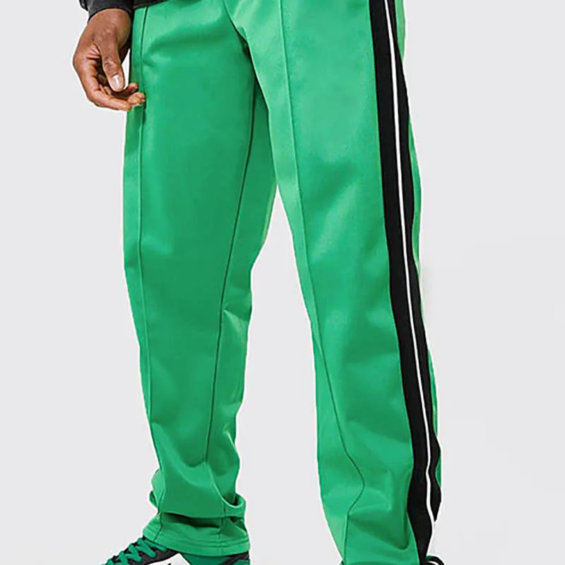 Polyester Loose Fit Man Hiphop Embroidered Tricot Tape Casual Custom Jogging flared Sweatpants Trousers Men Track Pants