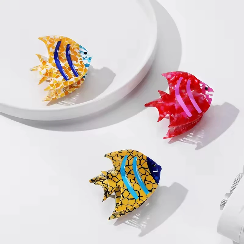 Wholesale Spliced Colors High Quality Cute Fish Acetate Hair Claw