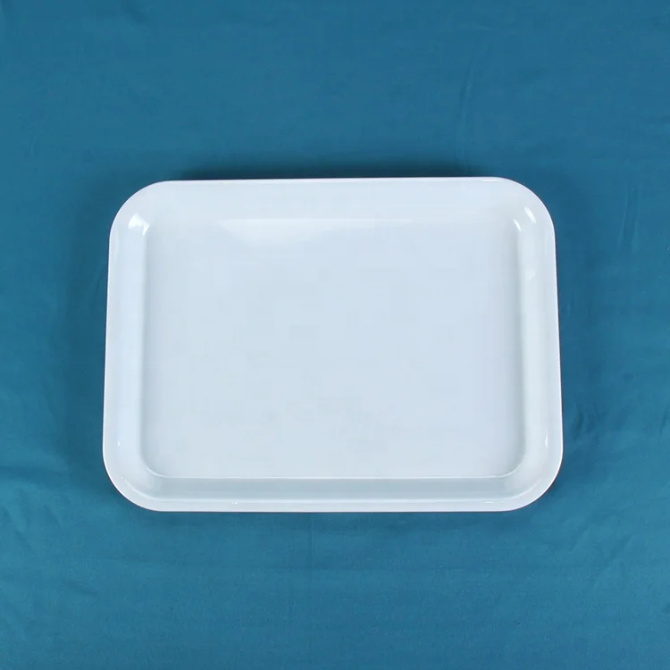 Wholesale Custom Logo Unbreakable Plastic Melamine Plain Blank Food Serving Rolling Tray