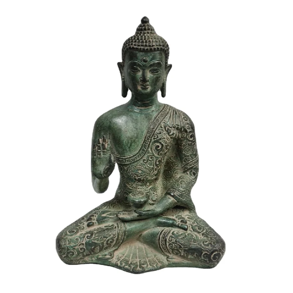 High Quality Antiqued Brass Buddha Idol Custom Printed Indian Metal Sculpture Home Decor Nepal Medicine Statue Buddhism Figurine