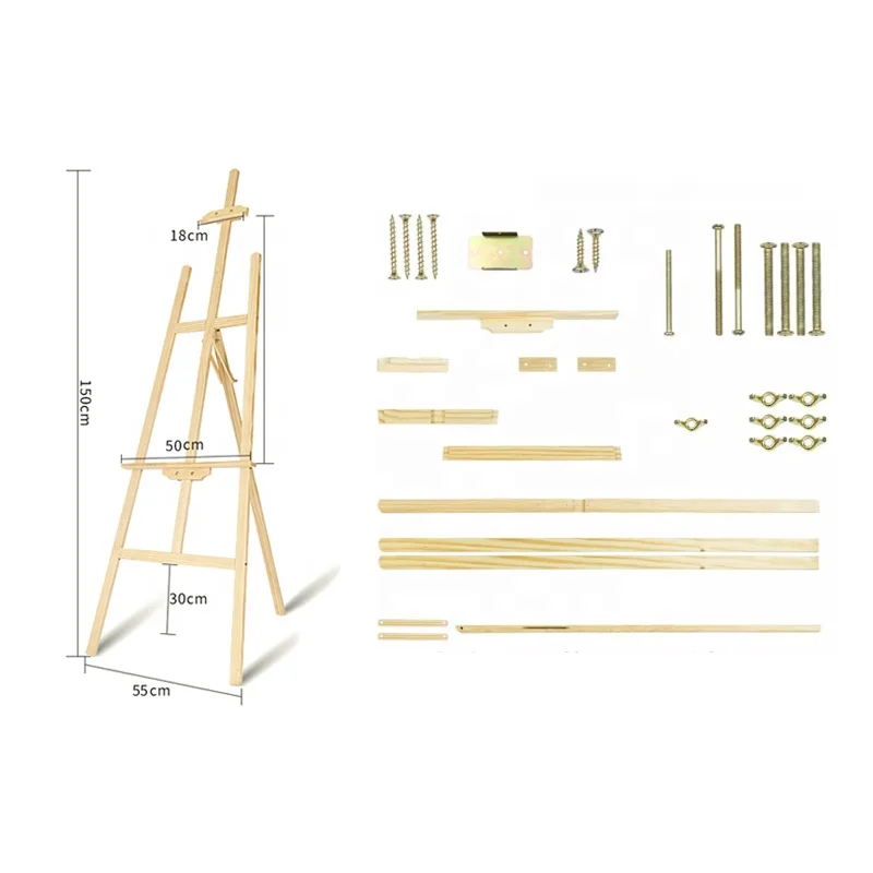 Pine Wood  Floor  display  easel 150 cm for Painting, Display