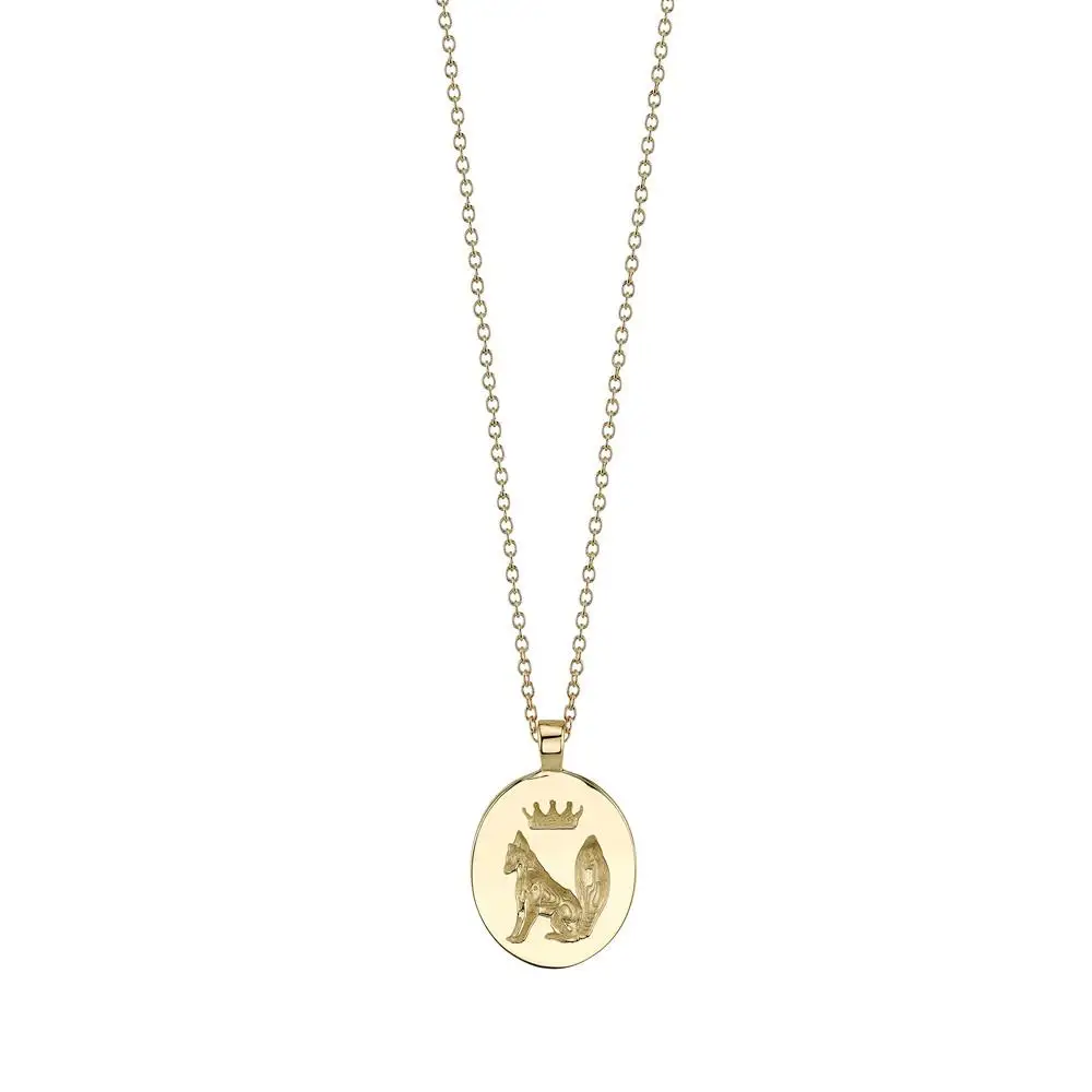 Gemnel dainty 925 silver sterling fox coin pendant jewellery real gold necklace