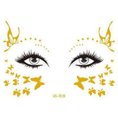Waterproof Stars Choker Pattern Freckles Gold Face Tattoo Body Art Sticker Eye Decals Bride Tribe Girl Party Tattoo 18 Sheets